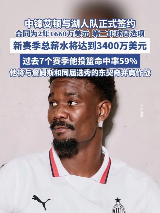 艾顿2年1660万美元加盟湖人联手詹姆斯东契奇(艾顿与东契奇的配合)